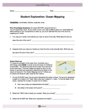 The latitude of a point describes its position north or south of the equator. . Gizmo ocean mapping answer key